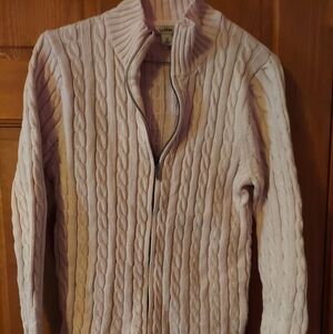 L.L. Bean Pink Cable Knit Cardigan
